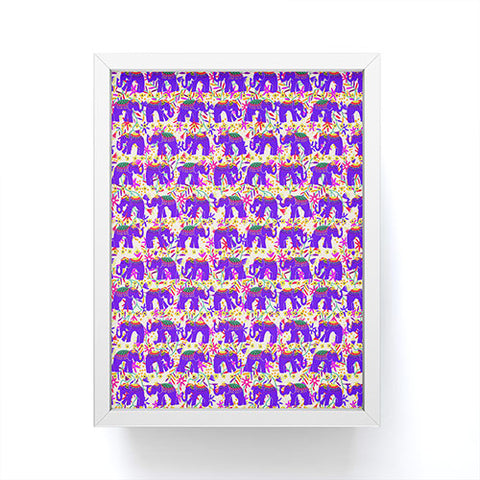 Joy Laforme Elephants Deco On Exotic Florals Framed Mini Art Print
