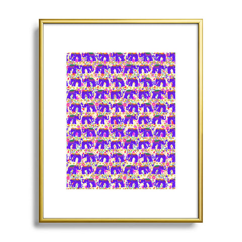 Joy Laforme Elephants Deco On Exotic Florals Metal Framed Art Print