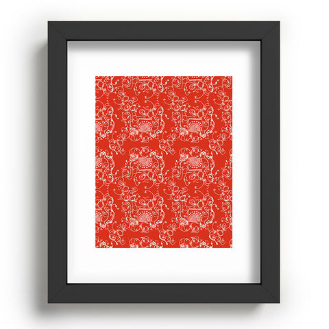 Joy Laforme Far Far Away Elephants II In Coral Red Recessed Framing Rectangle
