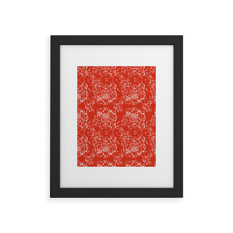 Joy Laforme Far Far Away Elephants II In Coral Red Framed Art Print