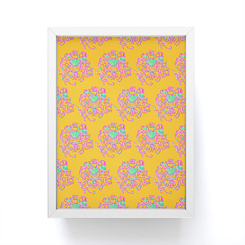 Joy Laforme Far Far Away Elephants In Yellow Framed Mini Art Print