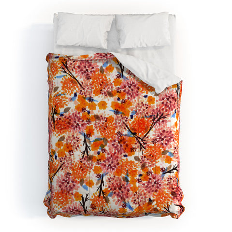 Joy Laforme Floral Forest Orange Comforter