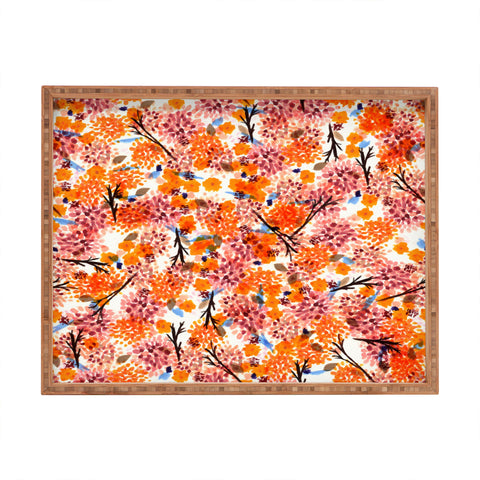 Joy Laforme Floral Forest Orange Rectangular Tray