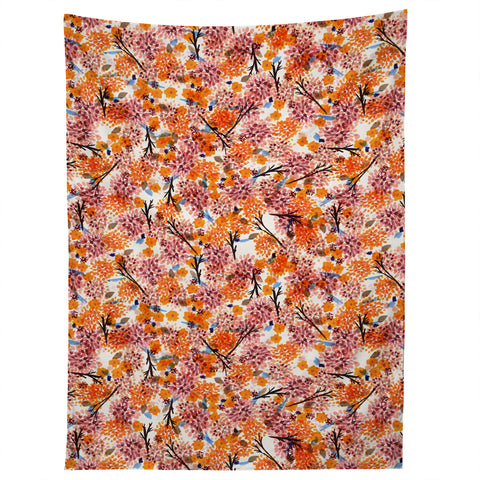 Joy Laforme Floral Forest Orange Tapestry