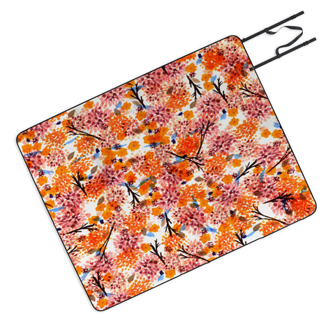 Joy Laforme Floral Forest Orange Picnic Blanket
