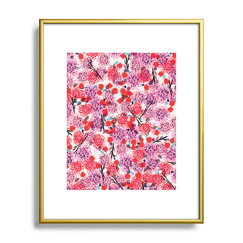 Joy Laforme Floral Forest Red Metal Framed Art Print