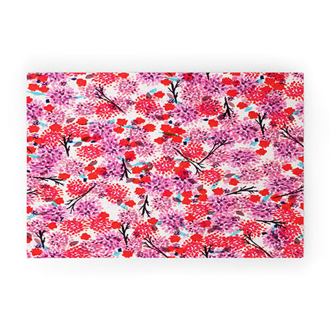 Joy Laforme Floral Forest Red Welcome Mat