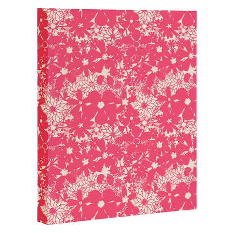 Joy Laforme Floral Rainforest In Coral Pink Art Canvas