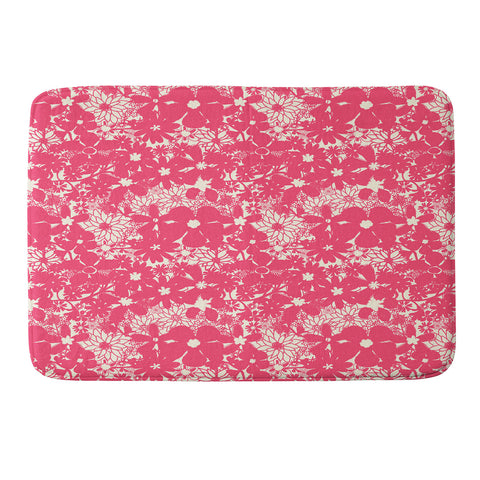 Joy Laforme Floral Rainforest In Coral Pink Memory Foam Bath Mat