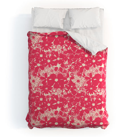 Joy Laforme Floral Rainforest In Coral Pink Comforter