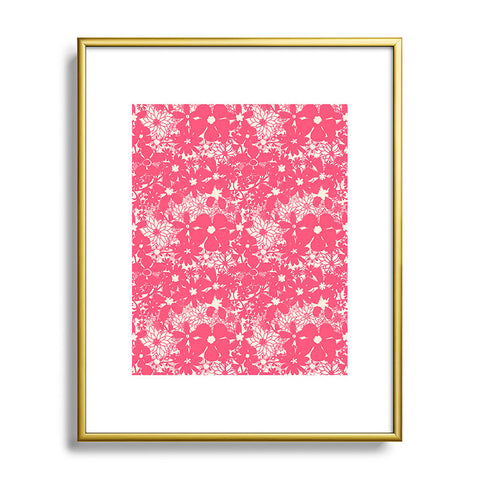 Joy Laforme Floral Rainforest In Coral Pink Metal Framed Art Print