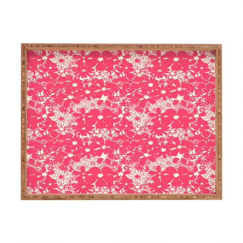 Joy Laforme Floral Rainforest In Coral Pink Rectangular Tray