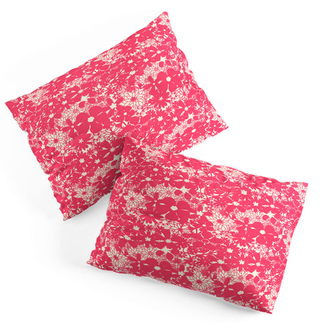 Joy Laforme Floral Rainforest In Coral Pink Pillow Shams