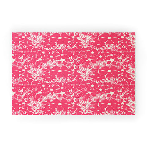 Joy Laforme Floral Rainforest In Coral Pink Welcome Mat