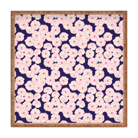 Joy Laforme Floral Sophistication In Navy Square Tray