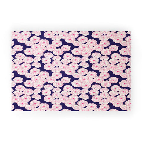 Joy Laforme Floral Sophistication In Navy Welcome Mat