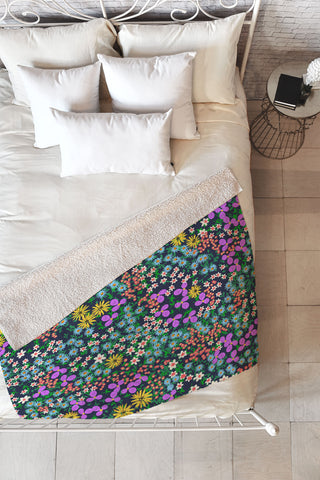 Joy Laforme Flower Bed Fleece Throw Blanket