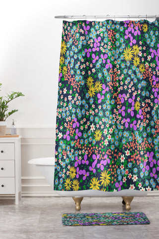 Joy Laforme Flower Bed Shower Curtain And Mat