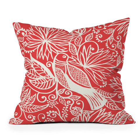 Joy Laforme Folklore Garden Bird Throw Pillow