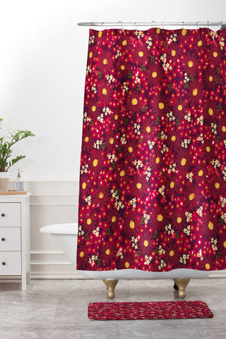 Joy Laforme Folklore Mini Floral Shower Curtain And Mat