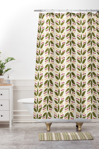 Joy Laforme Folklore Mini Leaves Shower Curtain And Mat