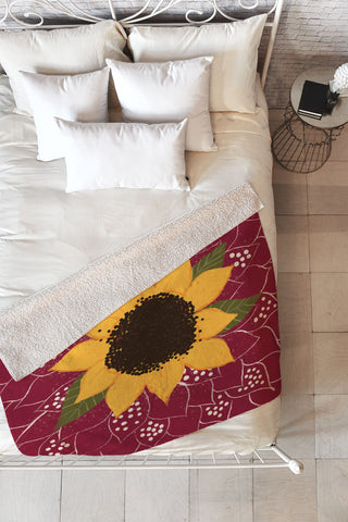 Joy Laforme Folklore Sunflower Fleece Throw Blanket