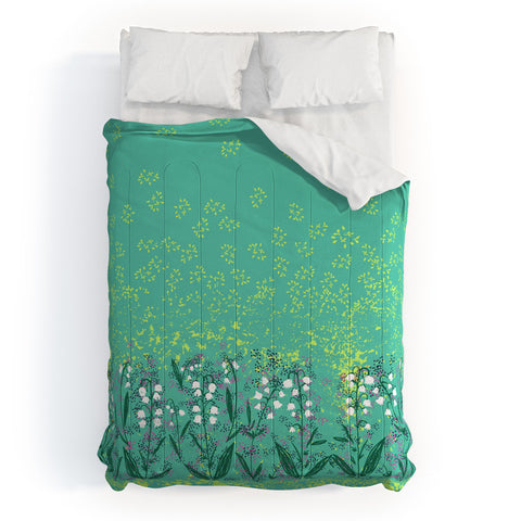 Joy Laforme Lilly Of The Valley In Green Comforter