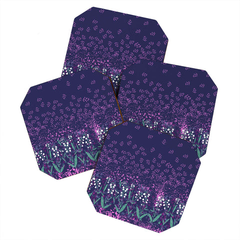 Joy Laforme Lilly Of The Valley In Purple Coaster Set