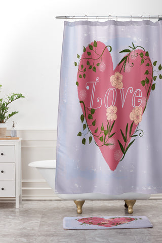 Joy Laforme Love your Valentine Shower Curtain And Mat