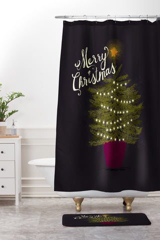 Joy Laforme Merry Christmas Little Tree Shower Curtain And Mat