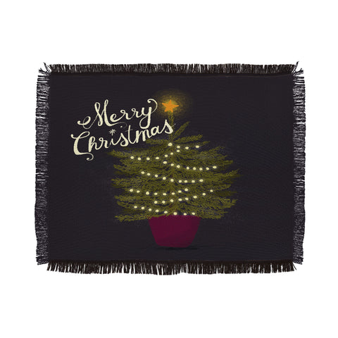 Joy Laforme Merry Christmas Little Tree Throw Blanket