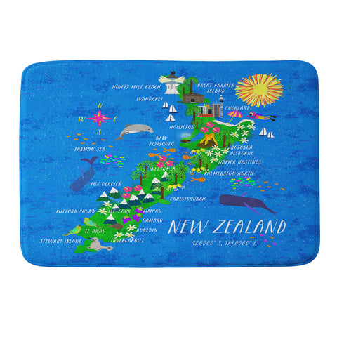 Joy Laforme New Zealand Map Memory Foam Bath Mat