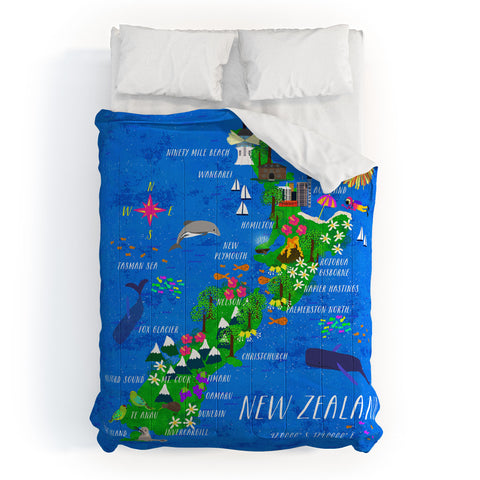 Joy Laforme New Zealand Map Comforter