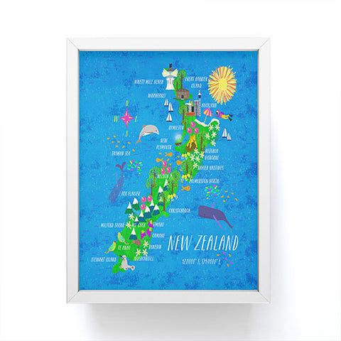 Joy Laforme New Zealand Map Framed Mini Art Print