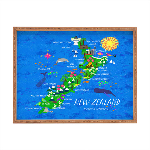 Joy Laforme New Zealand Map Rectangular Tray