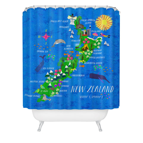 Joy Laforme New Zealand Map Shower Curtain