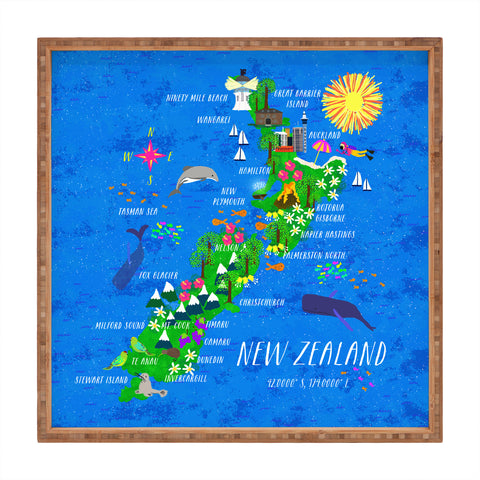 Joy Laforme New Zealand Map Square Tray