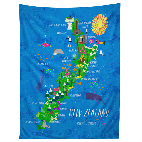 Joy Laforme New Zealand Map Tapestry