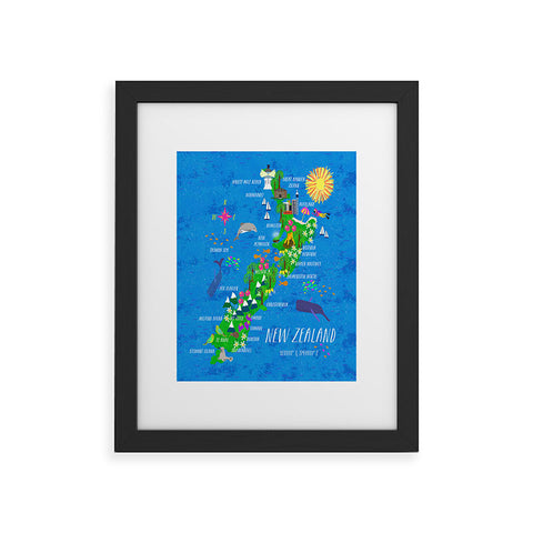 Joy Laforme New Zealand Map Framed Art Print