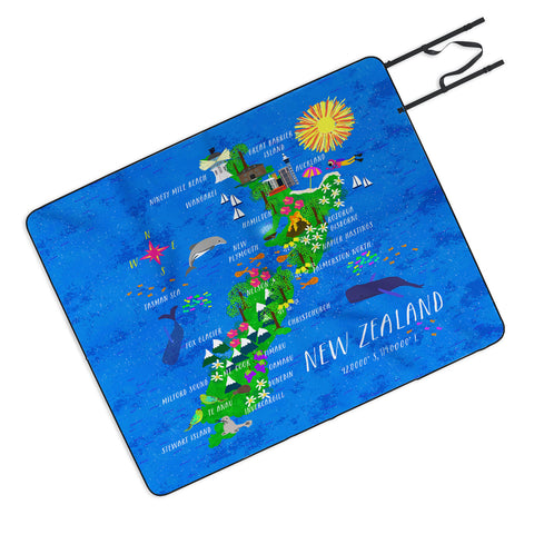 Joy Laforme New Zealand Map Picnic Blanket