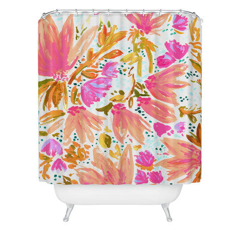 Joy Laforme Orange Blossom in Pink Shower Curtain
