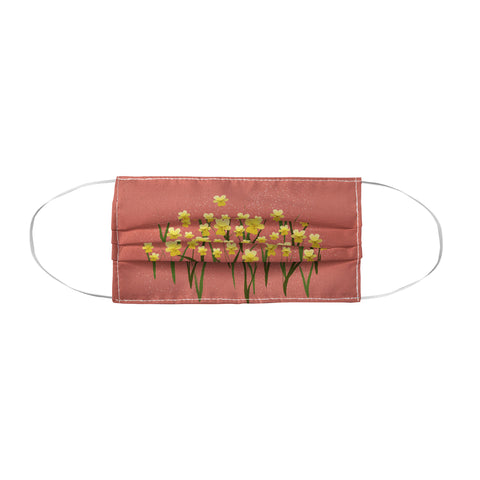 Joy Laforme Pansies in Gold and Coral Face Mask