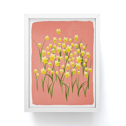 Joy Laforme Pansies in Gold and Coral Framed Mini Art Print