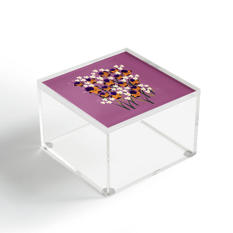 Joy Laforme Pansies in Ochre and White Acrylic Box