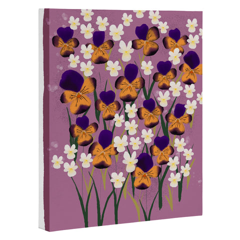 Joy Laforme Pansies in Ochre and White Art Canvas