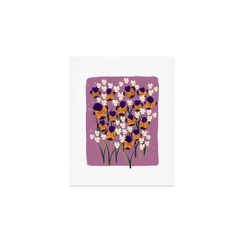 Joy Laforme Pansies in Ochre and White Art Print