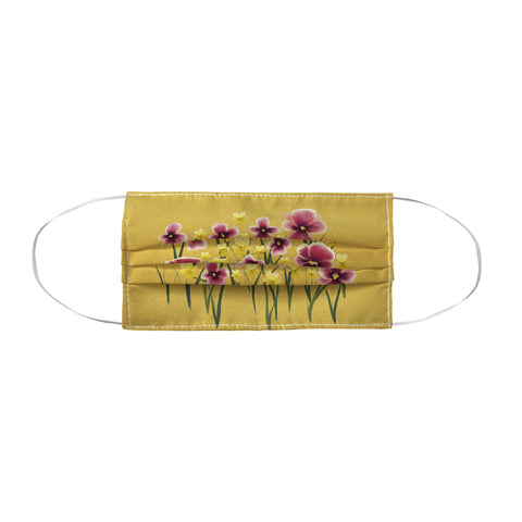 Joy Laforme Pansies in Pink and Chartreuse Face Mask