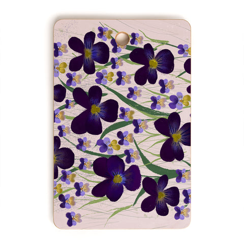 Joy Laforme Pansies in Purple and Yellow Cutting Board Rectangle