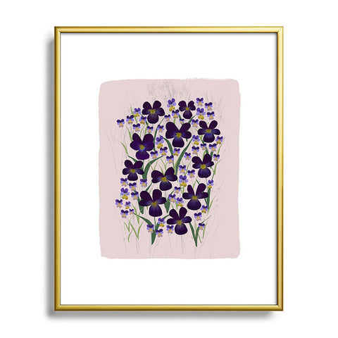 Joy Laforme Pansies in Purple and Yellow Metal Framed Art Print