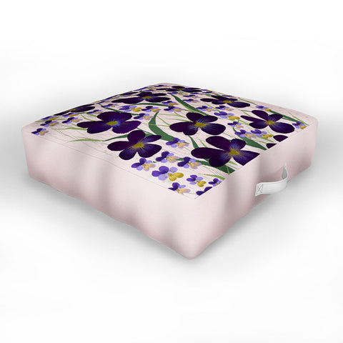 Joy Laforme Pansies in Purple and Yellow Outdoor Floor Cushion
